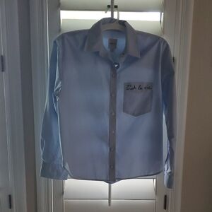 Anthropologie Maeve Blue Long Sleeve Shirt Cest La Vie